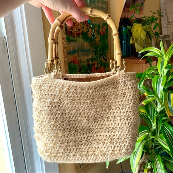 VINTAGE Woven Mini Beaded Boho Handbag Purse - Picture 2 of 10